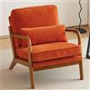 Bonnlo Poltrona Salotto in Legno e Velluto a Coste 65 x 82 x 75cm, Poltroncina Camera da Letto con Braccioli Curvi e Cuscino Lombare, Lounge Chair Design da Lettura e Soggiorno (Arancione)