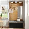 Kelodan Set di appendiabiti, 100 x 190 x 38 cm, guardaroba compatto con specchio e cuscino imbottito, armadio per corridoio, parete, scaffale, appendiabiti da corridoio e corridoio, scarpiera