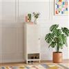 [en.casa] Scarpiera in Acciaio ad Anta Traforata Mobile Contenitore Portascarpe con 3 Ripiani Regolabili e Scomparto Aperto Armadietto Multiuso da Ingresso Corridoio 115 x 43 x 35 - Bianco Crema