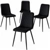 BAKAJI Set 4 Sedie con Rivestimento in Velluto con Piedi in Metallo Neri, Seduta Comoda ed Ergonomica e Piedini Stabili Antiscivolo, Sedia Struttura Resistente Ideale Casa, Ufficio (Nero)