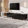 BENMWS Mobile TV estensibile con 3 ante lucide, piedini in metallo, cerniere silenziose, design moderno, colore: nero e bianco