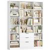 HOCSOK Libreria, Libreria Verticale con 16 Scomparti Aperti e 3 Cassetti, 28,5 x 135 x 180,5 cm, Scaffale Portaoggetti con 4 Ripiani Regolabili, Vetrina Soggiorno Grande, per Studio, Ufficio, Bianco