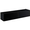 [en.casa] Mobile da Parete Porta TV con 2 Scomparti Chiusi Ante a Ribalta Pensile Multiuso Armadio Sospeso a Muro 140 x 33 x 30 cm - Nero Lucido