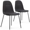 VS Venta-stock Set di 2 sedie per tavola da pranzo Brenda rivestite in tela Nero, certificazione SGS, 44 cm (Larghezza) x 54 cm (Profondità) x 85 cm (Altezza)