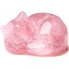 Murielle Sublime - Statuetta di gatto in quarzo rosa, oggetto di decorazione per camera da letto o salotto, decorazione per interni di gatto addormentato in pietra lucidata, oggetto di decorazione per