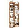 GIANTEX Libreria con 12 scomparti aperti e 2 dispositivi di sicurezza antiribaltamento, 65 x 20 x 162 cm, scaffale in legno, divisorio autoportante, per soggiorno, ufficio e camera da letto (naturale)