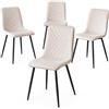 BAKAJI Set 4 Sedie con Rivestimento in Velluto con Piedi in Metallo Neri, Seduta Comoda ed Ergonomica e Piedini Stabili Antiscivolo, Sedia Struttura Resistente Ideale Casa, Ufficio (Beige)