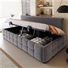 Trdlpyn Divano Letto Imbottito 90X200cm con Contenitore Idraulico, Letto Singolo Tessuto in Velluto, Rete a Doghe, Mobili Imbottiti Sofa Bed per Soggiorno, Camera da letto o Ufficio, Grigio scuro