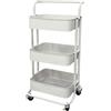 EMPOTEC Carrello con 4 Ruote in Metallo 3 Ripiani per Cucina Bagno Multiuso Detersivi Porta Vivande Biancheria Robusto Resistenza Facile da Pulire 79x43x35cm