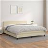 Teenpull Letto a molle in ecopelle color crema, 180 x 200 cm, con materasso a molle insacchettate e testiera regolabile, con coprimaterasso, stabile struttura per letto per camera da letto e camera