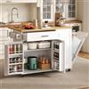 Easexcy Isola da cucina mobile con piano di lavoro pieghevole, carrello, armadietto portaoggetti, armadietto per il cestino della spazzatura, ruote bloccabili, 130 x 45 (70) x 93 cm (Bianco 1)