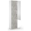 Kiamami Valentina - Scarpiera multiuso bagno bianco con anta effetto cemento e specchio