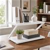 anrekl Rialzo da Scrivania a Z, Piccola Libreria a 2 Livelli, Mensola da Tavolo, Supporto per Stampante per Studi, Cucine, Uffici e Caffetterie, Bianco, 44×28×29 cm
