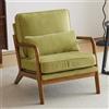 Bonnlo Poltrona Salotto in Legno e Velluto a Coste 65 x 82 x 75cm, Poltroncina Camera da Letto con Braccioli Curvi e Cuscino Lombare, Lounge Chair Design da Lettura e Soggiorno (Verde Chiaro)