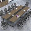 ZRBDDEF Grande Tavolo Riunioni Ufficio - Tavolo Conferenza Moderno con Passacavi,Struttura in Metallo Robusta,Design Rettangolare Nero-Bianco per 8-12 Persone (senza sedie)