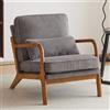 Bonnlo Poltrona Salotto in Legno e Velluto a Coste 65 x 82 x 75cm, Poltroncina Camera da Letto con Braccioli Curvi e Cuscino Lombare, Lounge Chair Design da Lettura e Soggiorno