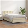 Teenpull Letto a molle con materasso e rivestimento in ecopelle color crema, 90 x 200 cm, testiera regolabile, materasso a molle insacchettate, durezza media, comodo posto per dormire per camera da