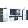 Vladon Mobile Parete Davos per Soggiorno, Composto da 2 vetrine e 1 Mobile TV, Antracite Opaco/Bianco Lucido (329 x 134 x 35 cm)