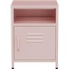Lendo Online Comodino in Metallo 40x40x55 cm - Mobiletto con Anta - Tavolino Laterale per Camera da Letto e Soggiorno (Rosa)