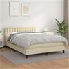 Teenpull Letto a molle con rivestimento in ecopelle e materasso a molle insacchettate, 140 x 200 cm, colore crema, con testiera regolabile in altezza, comfort del materasso medio