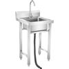 TONFEION Lavello da cucina in acciaio inox, 50 x 50 x 93 cm, autoportante, lavello commerciale, lavello singolo con rubinetto, per cucine, ristoranti, lavanderia, giardini