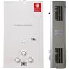 NICCOO Scaldabagno a gas propano da 18 litri a GPL, caldaia a gas istantanea, portatile, senza serbatoio, doccia da campeggio, colore bianco