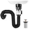 Hshenjhu Kit di Scarico Lavandino Con Tubo Flessibile, Piletta Lavabo per Bagno e Cucina, Allungabile da 300-1000MM
