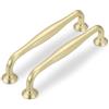 SYZOW 6 pezzi maniglie per mobili,Maniglie per mobili da cucina 96mm maniglie per mobili maniglie cucina (Ottone spazzolato)