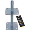 NAJDER Supporto per pali regolabile in altezza M24 mm 110x110x250 mm, supporto per pali a vite per impieghi gravosi, fissaggio con piastra di ancoraggio per legno, acciaio zincato, molto resistente