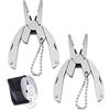 GodbTG 2 Pack Mini Multi-Function Folding Pliers, Keychain Multitool, Portable Multifunctional Keychain Fastener Measurement Tool