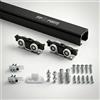 FIP Porte, Binario Porta Scorrevole Silver Portata 120 kg, Kit Alluminio Anodizzato, Fissaggio a Soffitto o Parete, Scorrimento Silenzioso, Misure da 120 a 300 cm, (130 cm, Nero fissaggio superiore)