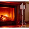 Kingson Set Moderno da 5 Pezzi per Camino - Manici e Supporto in Acciaio Inox - Include Spazzola, Attizzatoio, Pinze, Pala - Utensili in Ferro - Set di Attrezzi per Camino per Bruciatore a Legna