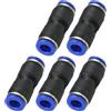 PATIKIL Raccordi a Innesto Rapido 6mm, 5Pz Raccordi Plastica per Tubo Aria, Connettori Pneumatici a Sgancio Rapido, Raccordo Dritto a Due Vie per Tubo, Blu