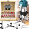 KoolShiro Palm Router Tool, 800 W, 30000 giri/min, router manuale elettrico per la lavorazione del legno, con base per trimmer e 15 punte per router da 6,35 mm, 220 V (blu, 6 velocità)
