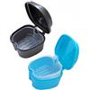 Heyumybit Porta Apparecchio Denti,2 Pezzi Scatola per Protesi Dentarie con Colino,Scatole per Protesi,Dentures Case per Viaggi,Conservazione Protesi(Nero,Blu)
