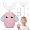Vicloon Spazzolino elettrico per bambini a forma di U,Spazzolino sonico a 360° con timer da 30 secondi,Spazzolinos sonico, IPX7 impermeabile con 2 Testine a Forma di U in Silicone 2 Testine Morbide
