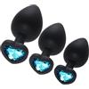 ANGKKY 3 Plug Anali in Silicone di 3 Misure, Plug Anale Gioiello, Giocattoli per Allenamento Anale, Plug Anale a Cuore, (Azzurro)