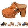 szvbofueck Zoccoli da donna in legno e pelle con tacco - Sandali con zeppa antiscivolo con plateau Scarpe ortopediche Pantofole chiuse Slipper Hollow Out Zoccoli da giardino traspiranti Scarpe estive