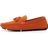 SAyfur Mocassini da Uomo Punta Squadrata Punta alari Pelle Scamosciata Pelle vegana con Nappa Antiscivolo Leggero Tacco Piatto Slip-on for Feste all'aperto (Color : Arancia, Size : 43 EU)