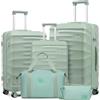 Sea choice Set di valigie 5 pezzi Bagaglio a Mano Ultra Leggero ABS Set Valige Trolley contiene 1 astuccio per cosmetici e 1 borsa portatile con 4 ruote e serratura TSA