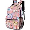 ZSOSIXDEAL Zaino casual per computer portatile con cavallo floreale zaino per scuola universitaria per bambini ragazzi ragazza adolescente adulto viaggio, farfalla rosa, L