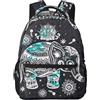 ZSOSIXDEAL Dino Semplice Cartone Animato Dinosauro Casual Borse Per Laptop Zaino Bookbag College Scuola Per Bambini Ragazzi Ragazza Adolescente Adulto Viaggio, Elefante indiano Ethn, L