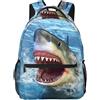 ZSOSIXDEAL Dino Semplice Cartone Animato Dinosauro Casual Borse Per Laptop Zaino Bookbag College Scuola Per Bambini Ragazzi Ragazza Adolescente Adulto Viaggio, Bocca di squalo, L