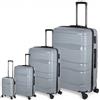Valigeria.shop Set di Valigie da Viaggio 4 Pezzi Trolley Rigido in Polipropilene - Rotelle Girevoli a 360°- Bagaglio a Mano 52x34x20 55x40x20 cm, Media e Grande da Stiva - Impermeabile Antigraffio PP-08 (Argento)