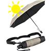 iX-brella City Trekking Ombrello parasole con bastone extra lungo con protezione UV e calore, Beige-nero, protezione dai raggi UV, dal calore, 98 cm, Ombrello tascabile apribile