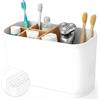 VINATO Porta Spazzolino Elettrico con Fori di Drenaggio Portaspazzolini da Bagno Con 5 Scomparti Staccabile Regolabile Porta Spazzolini Elettrici Portaspazzolini Organizer per Bagno Casa Ufficio