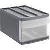 Rotho Systemix Cassettiera 1 cassetto, Plastica (PP) senza BPA, antracite/trasparente, M (39,5 x 25,5 x 20,3 cm)
