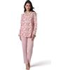 Lovable Set Pigiama in Jersey Leggero | Giacca Aperta a Bottoni con Colletto Classico e Pantalone Lungo | Nightwear Coordinato | Donna, Rosa Polvere Stampato 4 - L