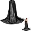 CABODYALS Gonna Lunga In Tulle Nero Da 122cm In Poliestere Lunga e Trasparente In Rete con Vita Alta Staccabile per Bikini Abito Da Donna per Matrimonio Spiaggia Rave Cocktail Ballo di Fine Anno Compl
