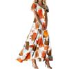 LUNULE Vestito Lungo Estivo Donna Abito Donna Estivo Abito Lungo da Donne Vintage con Stampa Floreale Scollo A V Maniche Corte Elegante Abiti da Spiaggia A Trapezio Prendisole Leggero Abiti Elegante per